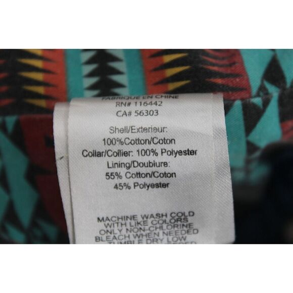 Dravus Denim Jeans Jacket Sherpa Collar Native Pattern Lining Size Large - Picture 10 of 10